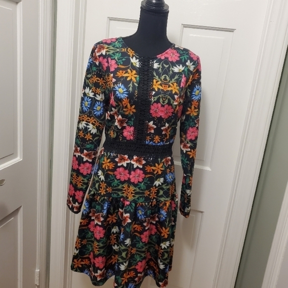 Alexia Admor AlexaFloral Print Lace Trim, Fit & Flare Dress Size 12, Retail $245 - Picture 4 of 15